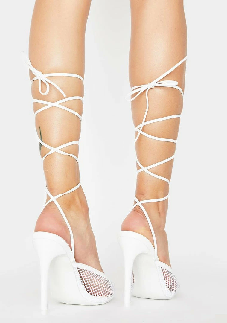 Budget π€© Public Desire White Feisty Lace Up π Heels π 4 Public Desire White Feisty Lace Up Heels