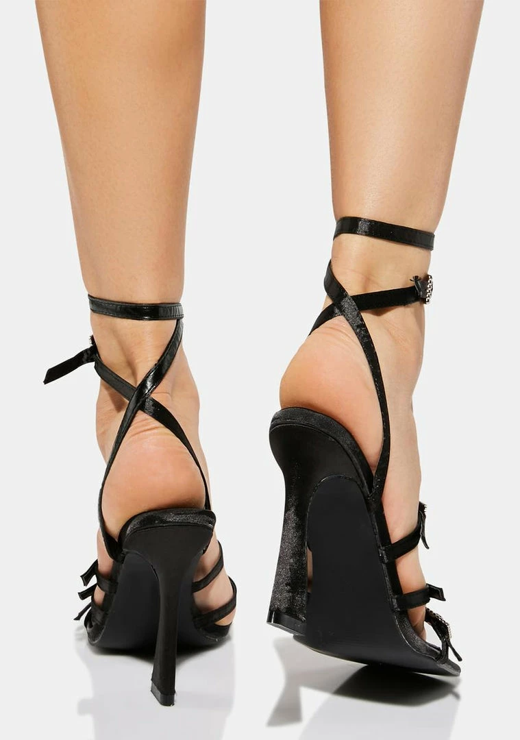 Cheapest 🎉 Public Desire Black Kalon Wrap 👠 Heels 🔔 4 Public Desire Black Kalon Wrap Heels