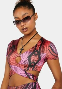 Cheapest 🥰 Public Desire Abstract Printed Wrap Crop Top Wrap Top 😍 6 Public Desire Abstract Printed Wrap Crop Top Wrap Top