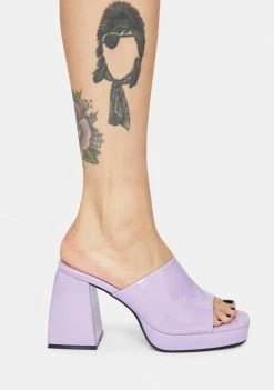 Outlet 😉 Public Desire Lilac Patent Oreo Open Toe Mules 👠 Heels 🔔 6 Public Desire Lilac Patent Oreo Open Toe Mules Heels