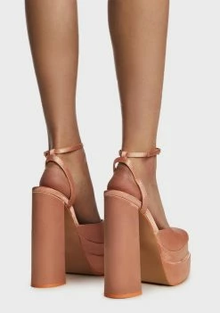 Flash Sale 🔥 Public Desire Platforms Peach Satin Moonchild Platform 👠 Heels 💯 7 Public Desire Platforms Peach Satin Moonchild Platform Heels