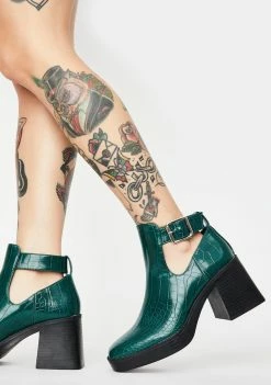 Public Desire Green Latoya Ankle Boots