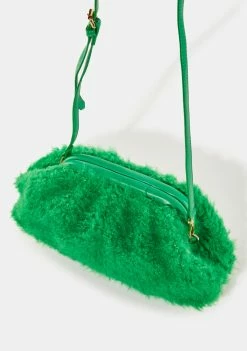 Public Desire Compatible Green Teddy Clutch Bag