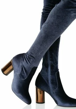 Public Desire Ellis Mirrored Heel Thigh-High Boots Boots & Booties