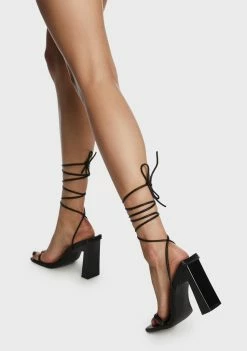 Public Desire Block Heels Cleo Square Toe Strappy Heels