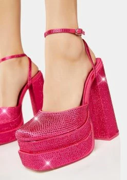 Public Desire Hot Pink Satin Moonchild Platform Heels