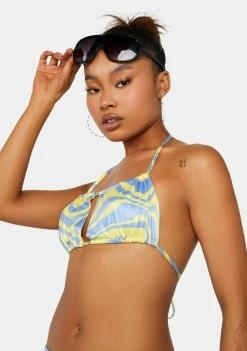 Public Desire Swirl Printed Bar Detail Strappy Crop Top Crop Halter Top