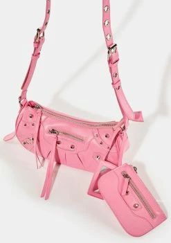 Public Desire Trackstar Pink Croc Shoulder Bag