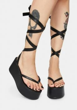 Public Desire Lady Lace Up Ribbon Platforms