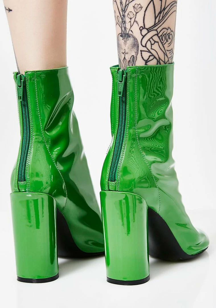 New 😉 Public Desire Impact Round Block Heel Patent Ankle 🥾 Boots 🥾 Boots & Booties ✔️ 4 Public Desire Impact Round Block Heel Patent Ankle Boots Boots & Booties