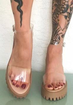 Public Desire Clear Nude Nixie Platform Heels Platforms