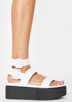 Public Desire White Croc Kodie Platform Sandals Platforms