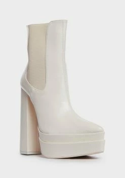 Public Desire Ecru Cady Platform Chelsea Boots
