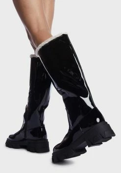 Public Desire Black Ember Knee High Boots