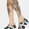 Public Desire Oreo Cowhide Chunky Heel Mules