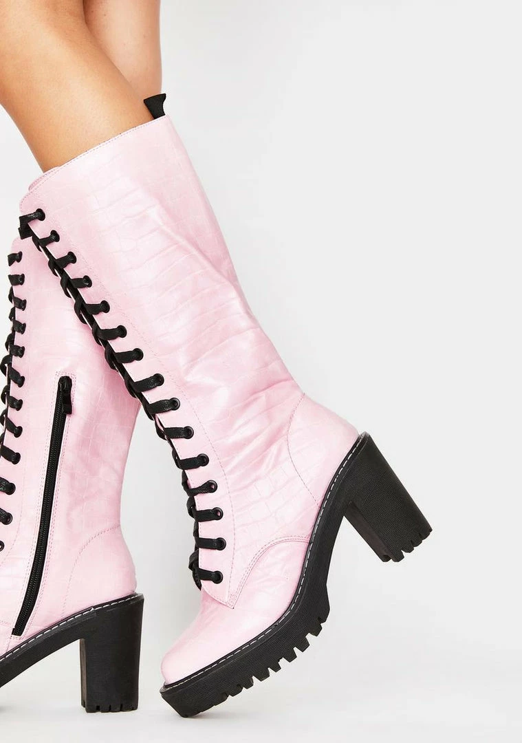 Best Pirce ⭐ Public Desire 🥾 Boots & Booties Pink Aneko Lace Up 🥾 Boots 💯 1 Public Desire Boots & Booties Pink Aneko Lace Up Boots
