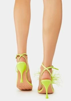 Public Desire Yellow Prancy Fluffy Heels
