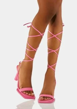 Public Desire Pink Province Wrap Heels