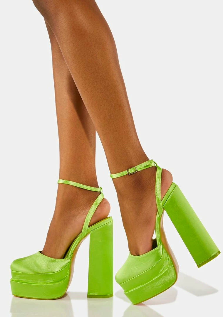 Best Sale ๐ Public Desire Lime Satin Moonchild Platform ๐ Heels ๐ 1 Public Desire Lime Satin Moonchild Platform Heels