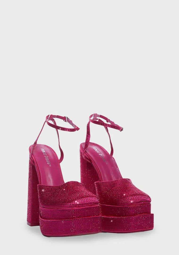 Cheapest ๐งจ Public Desire Wide Fit Pink Sparkly Moonchild Platform ๐ Heels ๐ 3 Public Desire Wide Fit Pink Sparkly Moonchild Platform Heels