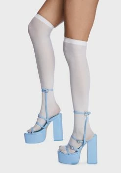 Public Desire Blue Flawless Platform Strappy Heeled Sandals