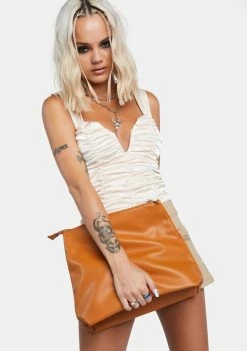 Public Desire Clutches Caramel The Aria Slouchy Clutch Bag