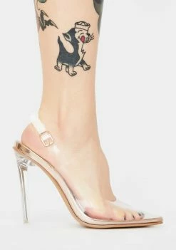 Public Desire Rose Gold Ruby Clear Heels