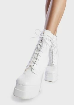 Public Desire White Jupiter Platform Boots
