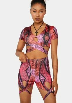 Public Desire Abstract Printed Cut Out Cycle Shorts