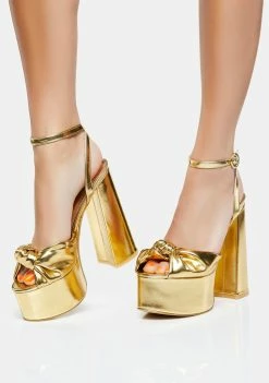Public Desire Platforms Gold Knot On Platform Heels