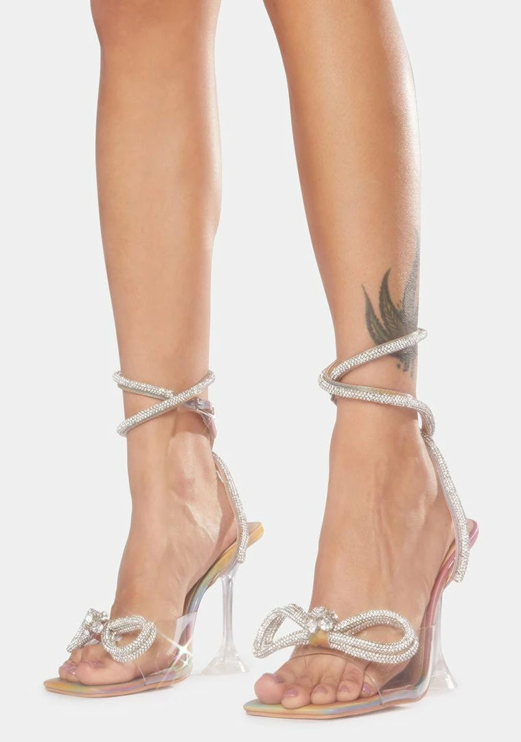 Budget π Public Desire Holographic Glimmer Wrap Around Diamante Bow π Heels Clear π Heels β 1 Public Desire Holographic Glimmer Wrap Around Diamante Bow Heels Clear Heels