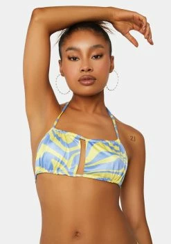 Public Desire Swirl Printed Bar Detail Strappy Crop Top Crop Halter Top