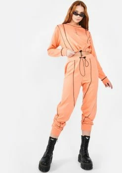 Public Desire Tops Orange PDSR Logo Sweatshirt