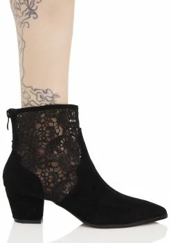 Public Desire Mona Lace Detail Western Ankle Boots Boots & Booties