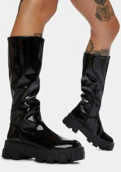 Public Desire Boots & Booties Black Karma Chunky Sole Knee High Boots