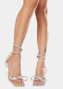 Budget π Public Desire Holographic Glimmer Wrap Around Diamante Bow π Heels Clear π Heels β 7 Public Desire Holographic Glimmer Wrap Around Diamante Bow Heels Clear Heels