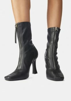 Public Desire Black Peppa Zip Up Ankle Boots