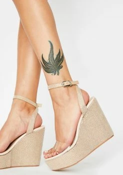 Public Desire Nude Patent Pizzazz Wedge Heels Wedges