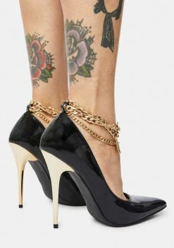 Outlet ✨ Public Desire Luv Chain Anklet Stiletto Court 👠 Heels ❤️ 7 Public Desire Luv Chain Anklet Stiletto Court Heels