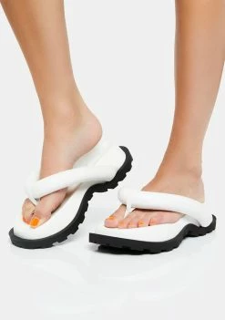 Public Desire Slides White State Chunky Sole Thong Sandals