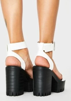 Public Desire White Avenue Platform Heels