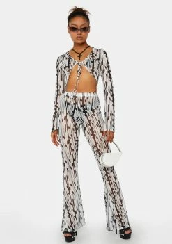 Public Desire Geo Printed Mesh 90's Blouse