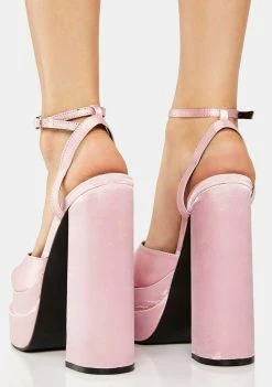Public Desire Pink Satin Moonchild Platform Heels Platforms