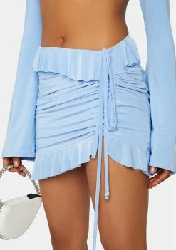 Public Desire Bottoms Crystal Blue Ruffle Ruched Mini Skirt