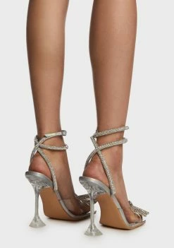 Public Desire Holographic Glimmer Wrap Diamante Bow Heels