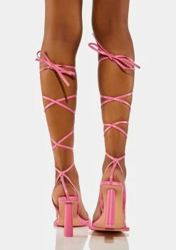 Public Desire Pink Province Wrap Heels