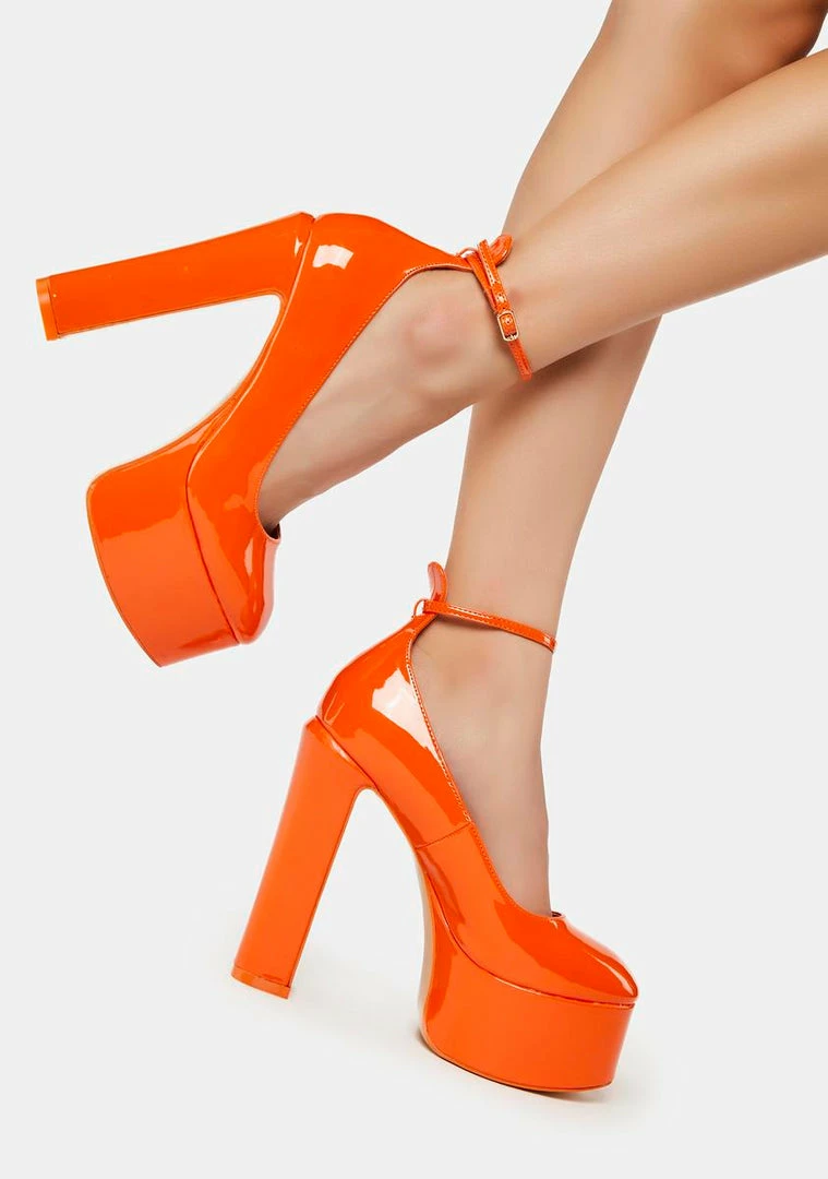 Brand new ๐ Public Desire Orange Donatella Platform ๐ Heels โจ 5 Public Desire Orange Donatella Platform Heels