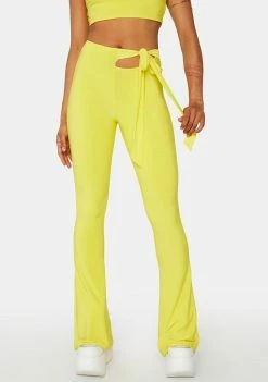 Public Desire Sulphur Yellow Tie Waist Flares