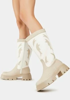 Public Desire Ankle Boots White Fly Away Cowboy Boots