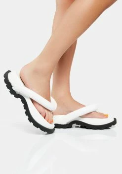 Public Desire Slides White State Chunky Sole Thong Sandals